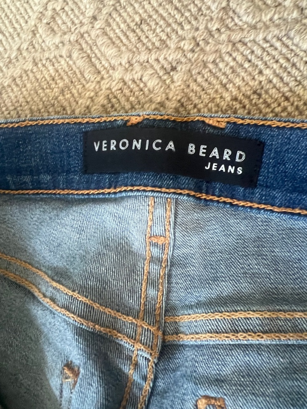 Veronica Beard Light Beverly skinny flare Jeans with Tan Stitching